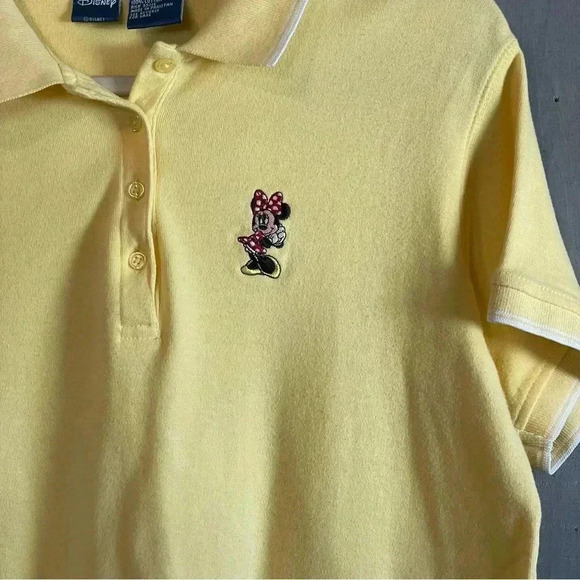 Vintage Disney Minnie Mouse Polo Shirt yellow with embroidered Minnie size large - Picture 3 of 5